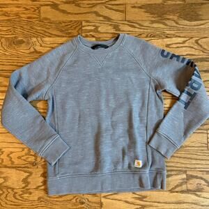 Carhartt Relaxed Fit Grey Pullover Bit Logo Sweatshirt Womens Small EUC Cotton